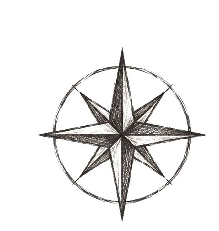 Hand-drawn compass illustration