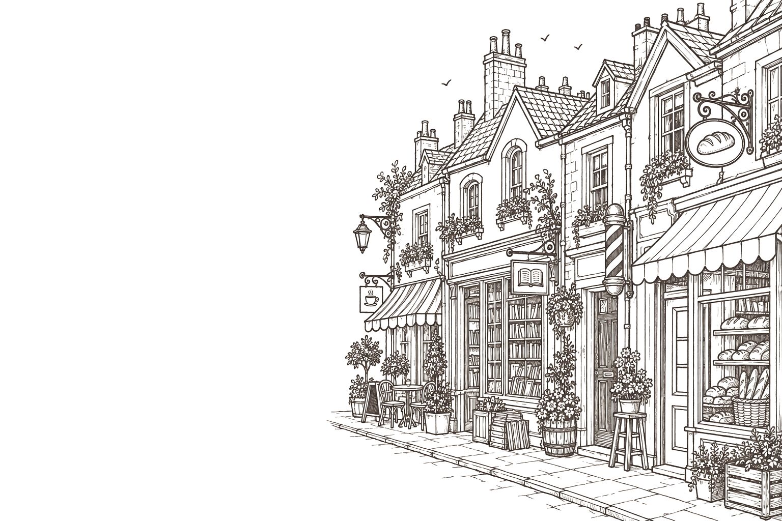 Hand-drawn high street illustration
