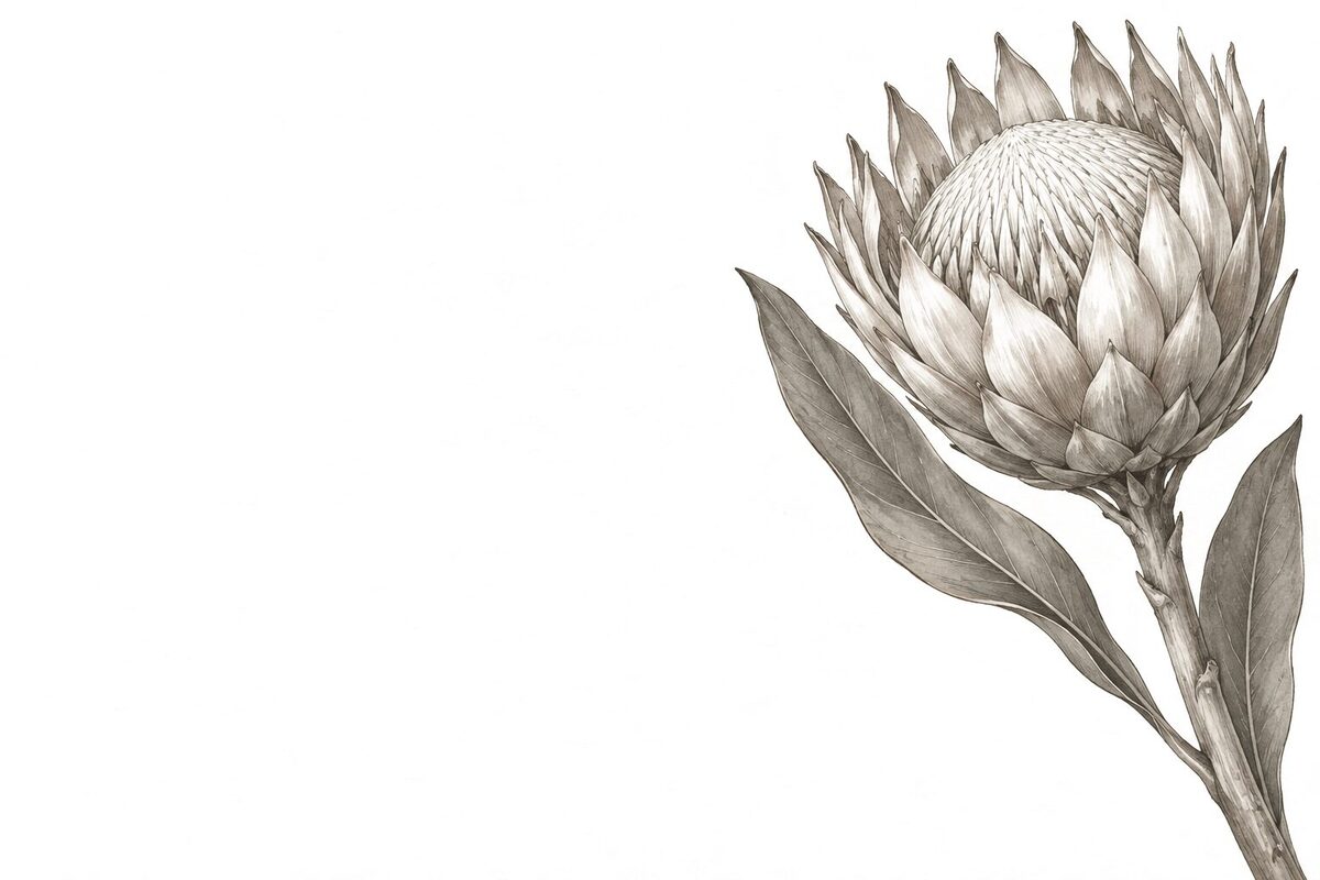 Hand-drawn protea illustration