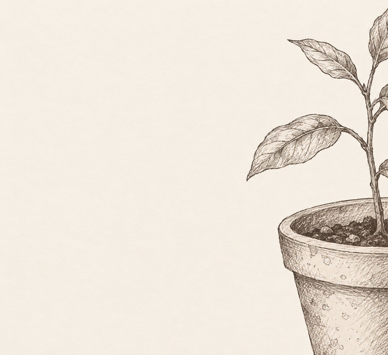 Hand-drawn sapling illustration