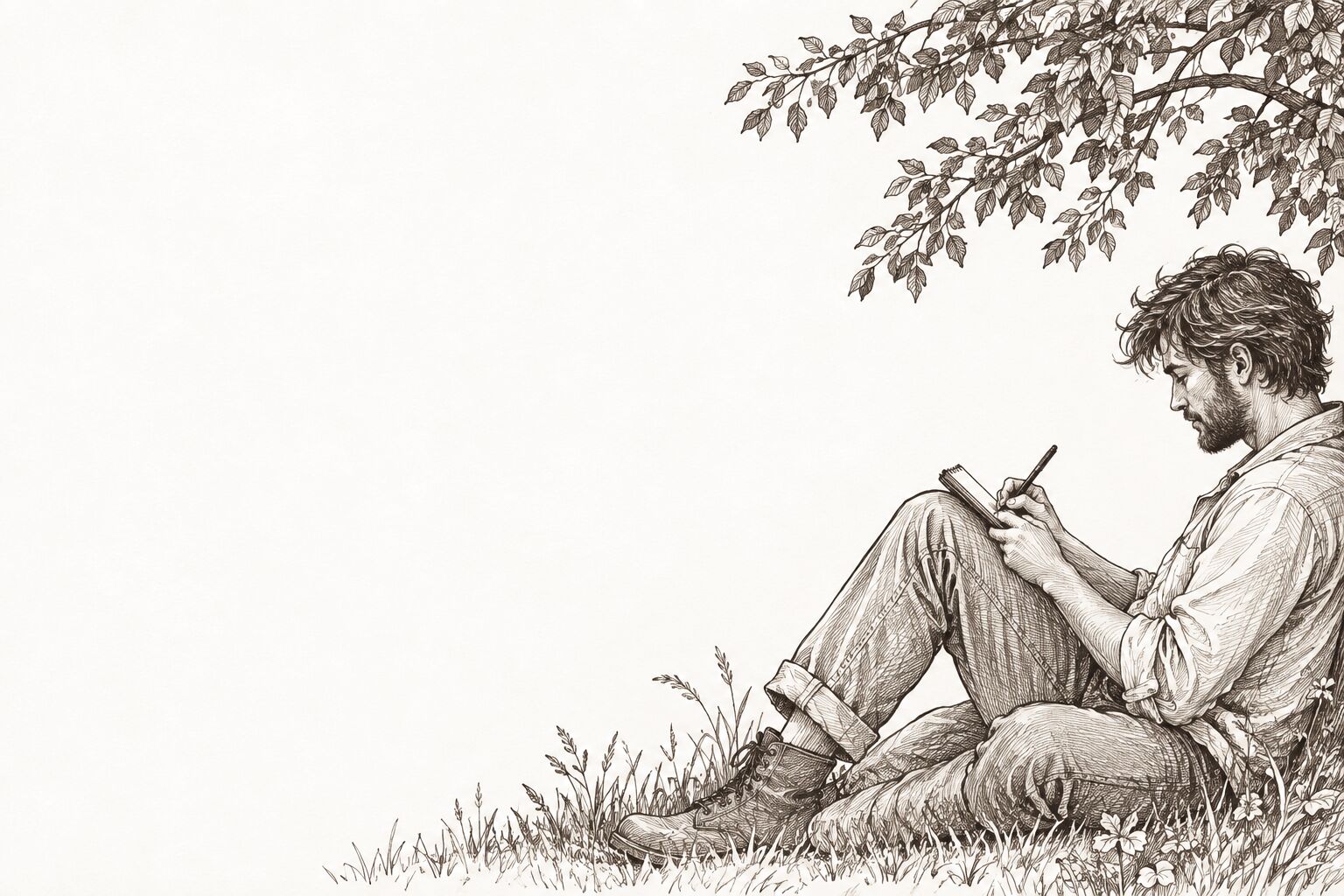 Hand-drawn scholar illustration