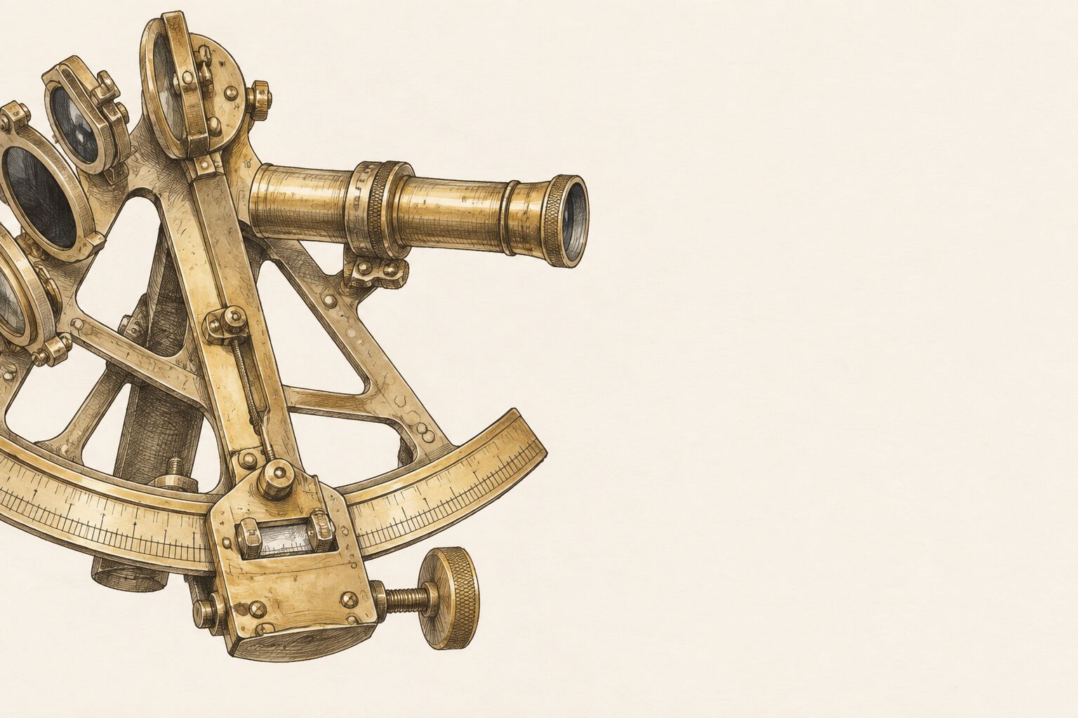 Hand-drawn sextant illustration
