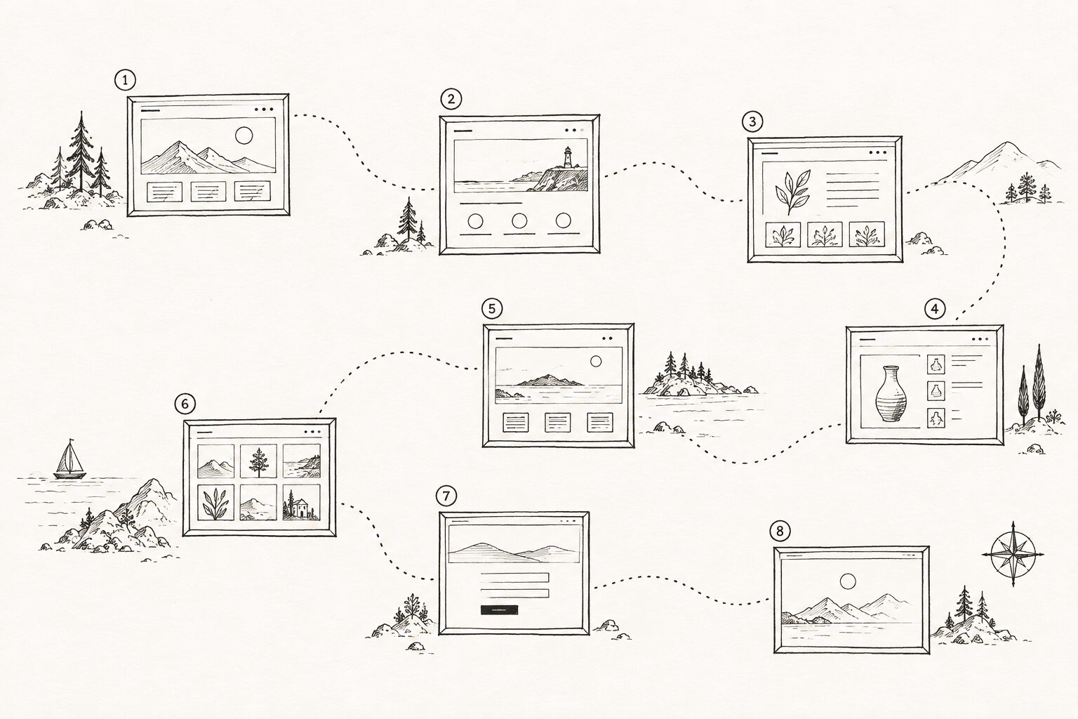 Hand-drawn website gallery illustration