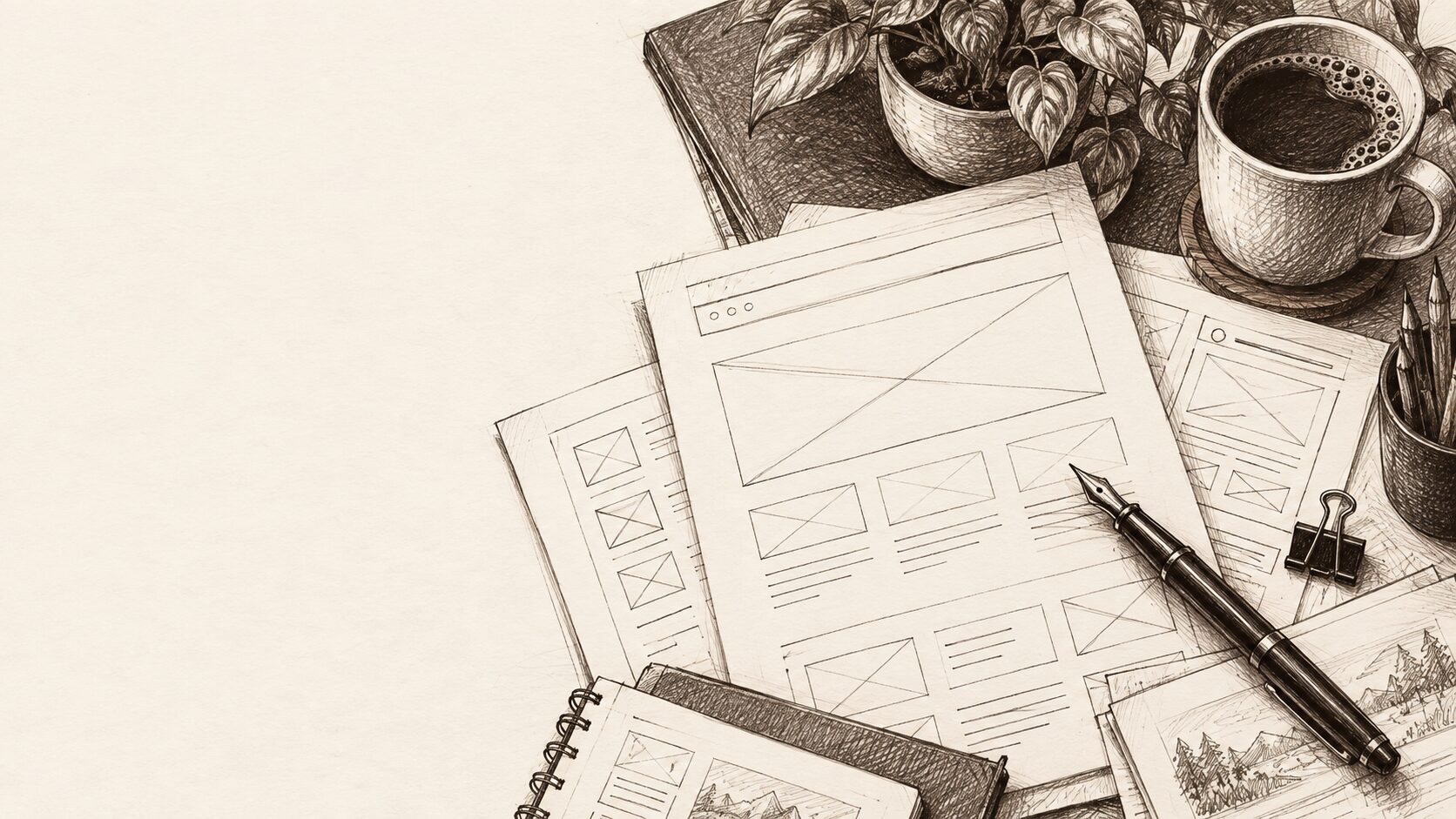 Hand-drawn portfolio showcase illustration