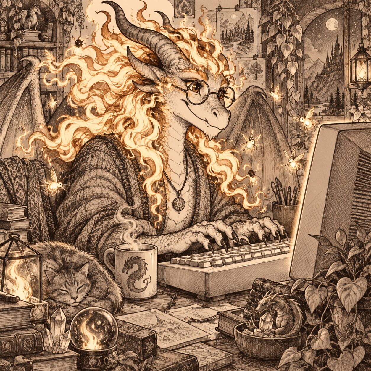 Illustrated team character portrait