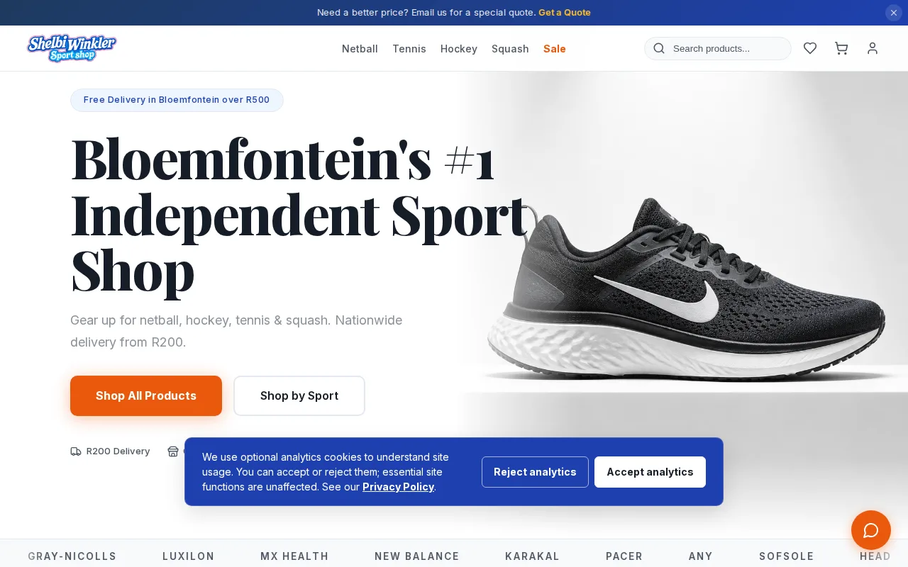 Shelbi Winkler Sport Shop ecommerce website homepage